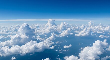Fototapeta premium Aerial View Bright White Clouds Blue Sky. AI Generated