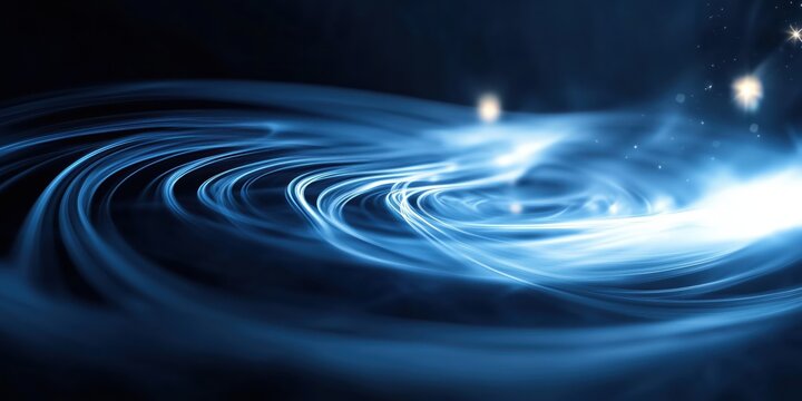 This abstract image features swirling blue light patterns evoking a sense of motion, depth, and tranquility, making it perfect for artistic exploration and imagination.