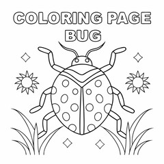 Vector illustration of Black and White color Bed Bug. children coloring book page