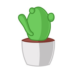 illustration of beautiful mini cactus in white pot