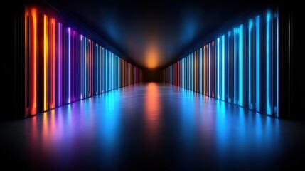 Fototapeta premium Illuminated journey through colors digital realm artwork dark blue environment captivating concept