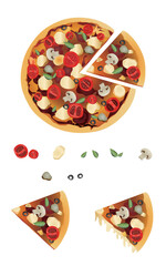 Pizza and toppings illustration design