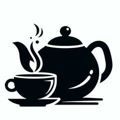 vector illustration of teapot with cup