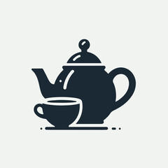 vector illustration of teapot with cup