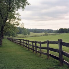 Fototapeta premium Wooden fences enclosing farm