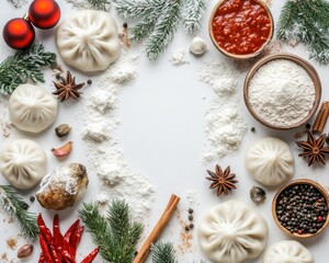 A diverse array of ingredients for a traditional christmas dinner featuring seasonal favorites