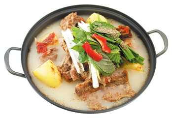 Gamja-tang, Korean Spicy Pork Bone Soup with Potatoes and Vegetables