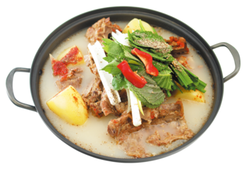 Gamja-tang, Korean Spicy Pork Bone Soup with Potatoes and Vegetables