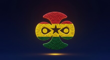 Fototapeta premium Ghanaian Symbol: A 3D Render of the Ghanaian Flag Colors in an Artistic Tribal Design