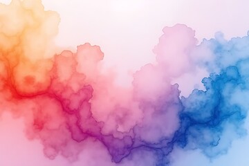 A colorful abstract watercolor texture in orange, pink, and blue hues, blending beautifully