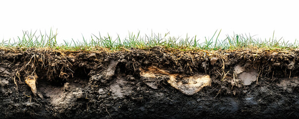 Obraz premium Soil cross-section, grass, roots, earth (1)