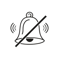 Muted Notification Bell: Black Silhouette Icon for No Sound