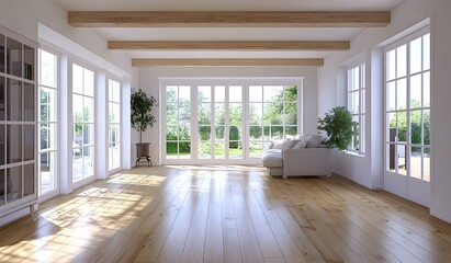 A sophisticated urban loft with exposed brick, contemporary art accents, and industrial lighting