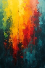 Fototapeta premium Abstract art displays vibrant colors blending vertically with textured strokes in an appealing artwork.