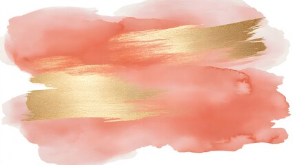 Fototapeta premium Abstract Coral and Gold Watercolor Background Texture