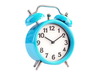 A vibrant blue vintage alarm clock with a classic design, symbolizing the passage of time and the importance of punctuality in daily life.