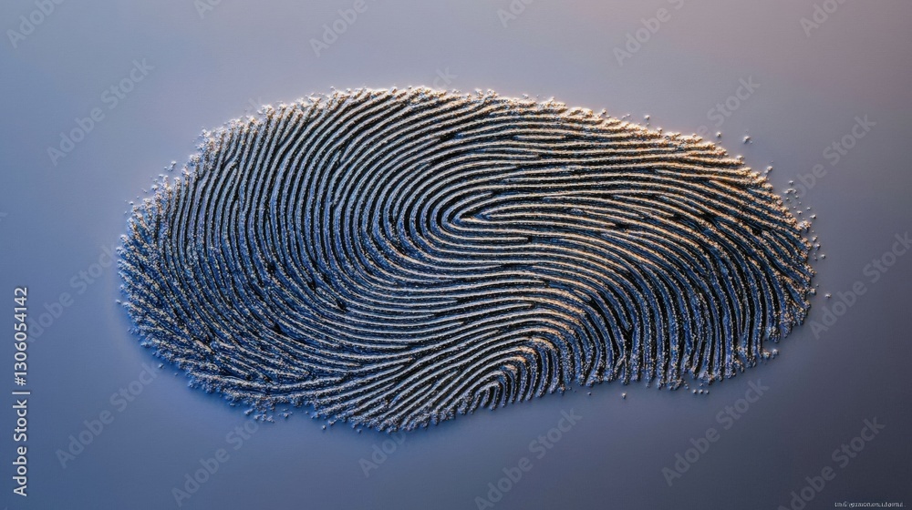Poster high-resolution image of a fingerprint highlighting intricate lines and swirls for use in security a