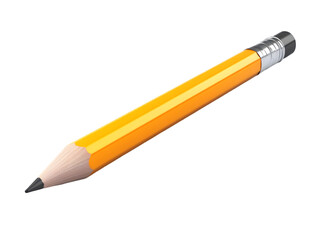 A vibrant yellow pencil with a sharpened tip and eraser. Ideal for creative projects, design, or as a symbol of learning and writing.