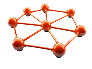 Fototapeta premium A visually striking illustration of interconnected red nodes, symbolizing network systems and collaborative structures in technology and communication.