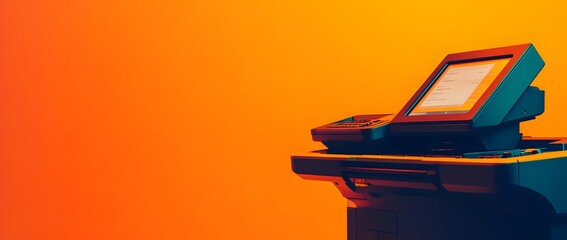 Orange-lit multifunction printer