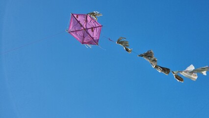 kite kites flying on the sky rope hand playing