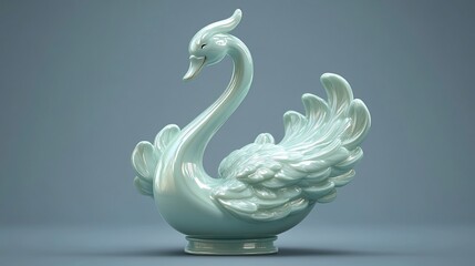 Teal swan figurine studio shot, home decor