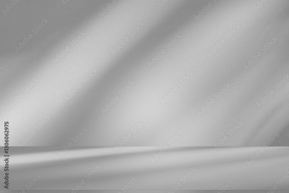 Poster wall interior background, studio and backdrops show products.with shadow from window color white and