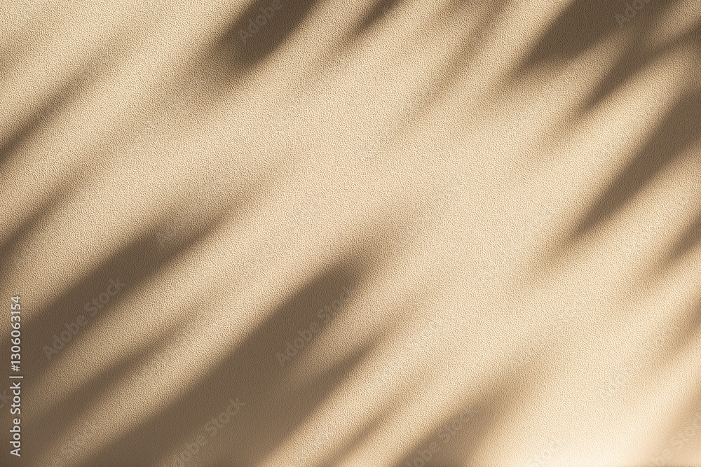 Poster wall interior background, studio and backdrops show products. with leaf shadow from window color bei