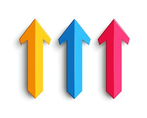 Colorful Upward Arrows on White Background
