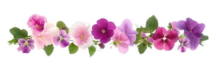 PNG Feminine flower arrangment border flowers blossoms purple.