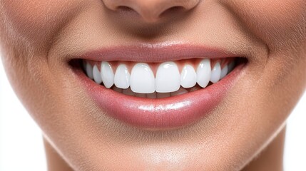 Obraz premium Close-Up of Bright White Smile and Healthy Teeth on Female Face