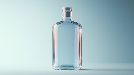 Elegant Clear Glass Bottle with Simple Design on Light Background