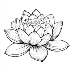 Fototapeta premium Realistic lotus coloring page for kids educational activity creative art fun environment artistic perspective