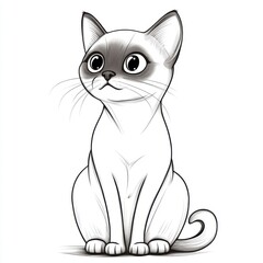 Obraz premium Realistic siamese cat coloring page for kids home digital art creative space engaging design