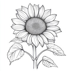 Colorful sunflower coloring page for kids realistic style fun activity outdoor environment creative exploration