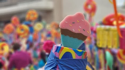 Fototapete Rund Karneval carnival parade people dancing many colours balloons in katsika greece  © sea and sun