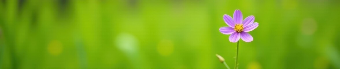 Single purple wildflower in vibrant green meadow , natural, violet