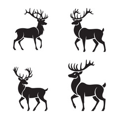 Deer Silhouette - Majestic Stag Black Vector Illustration