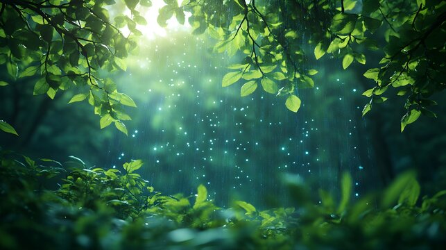 Digital Forest Transformation with Pixelated Leaves Symbolizing Environmental Conservation