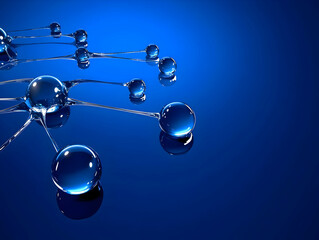 3D Abstract Blue Network Illustration Of Spheres And Connections