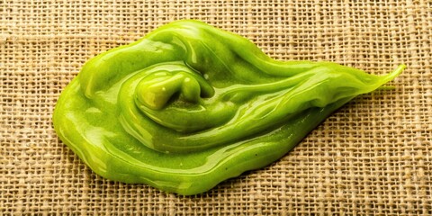 Olive green slime against a natural fiber background, patterns, texture, fiber, natural