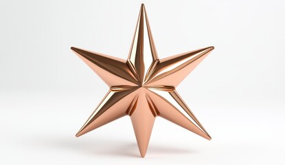 Obraz premium Rose Gold Metallic Star 3D Render on White Background