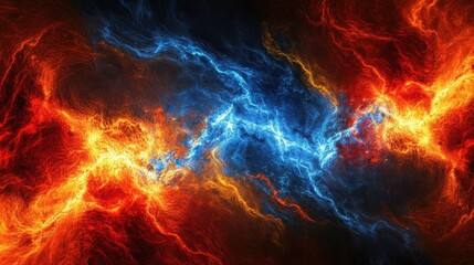 Fototapeta premium Abstract design showing a fiery orange blue and red energy burst