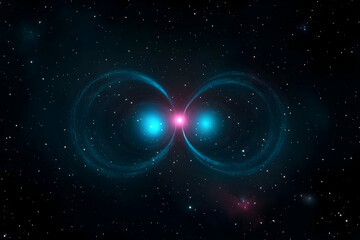 Abstract 3D Illustration Glowing Nebulae In Space With Stars And