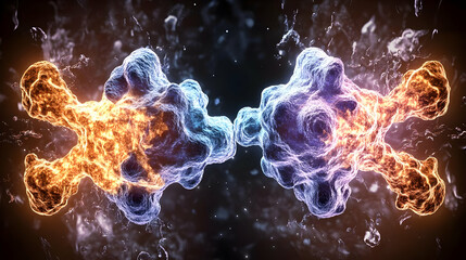 Abstract 3D Illustration Of Glowing Energy Particles Molecular