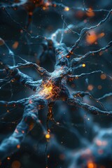 Vibrant Neuron Network Glow - Detailed Brain Cell Illustration