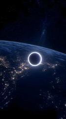 Abstract 3D Illustration Of Planet Earth With Glowing Light In Space