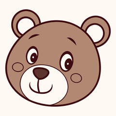 Cute bear head vector illustration rounded shape.