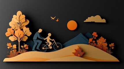 Man Riding Bicycle through Expansive Desert Landscape under Clear Blue Sky