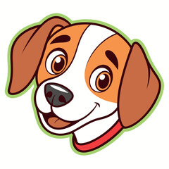 Happy dog head cartoon vector floppy ears bright. 